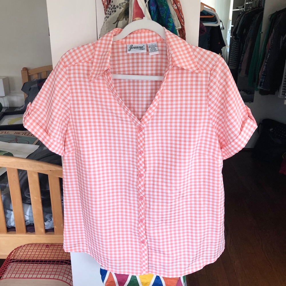 Vintage Pink Gingham Blouse